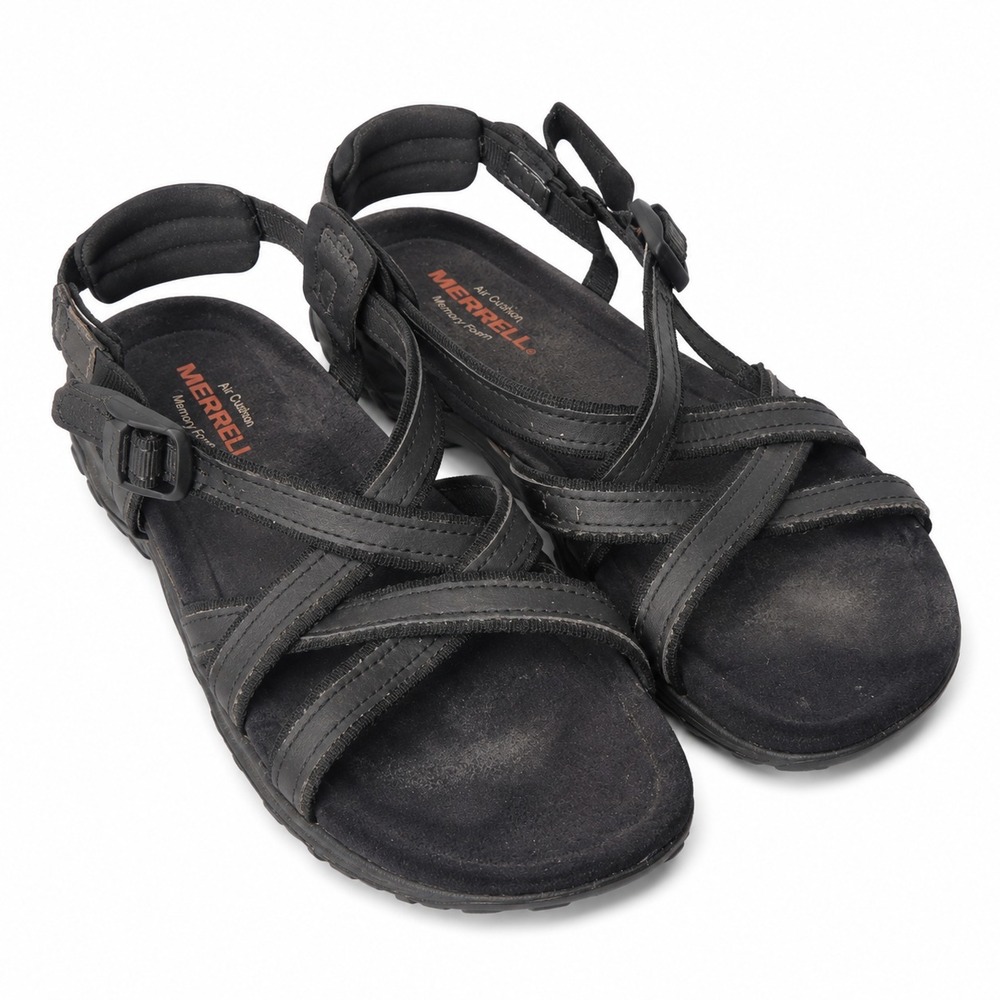 Merrell Terran Lattice II Sandals Women 5 Black Strappy Air Cushion Gorpcore Hik